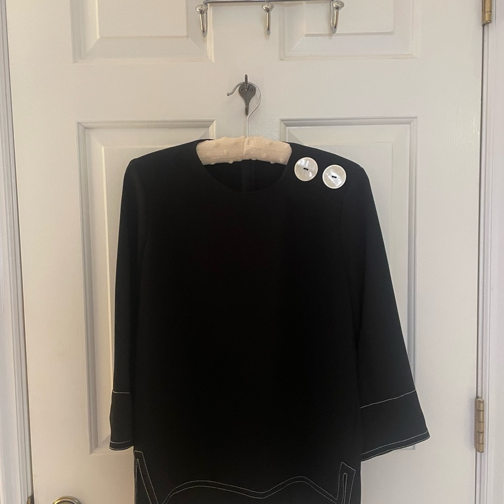 Zara Black Top with White Button Accents